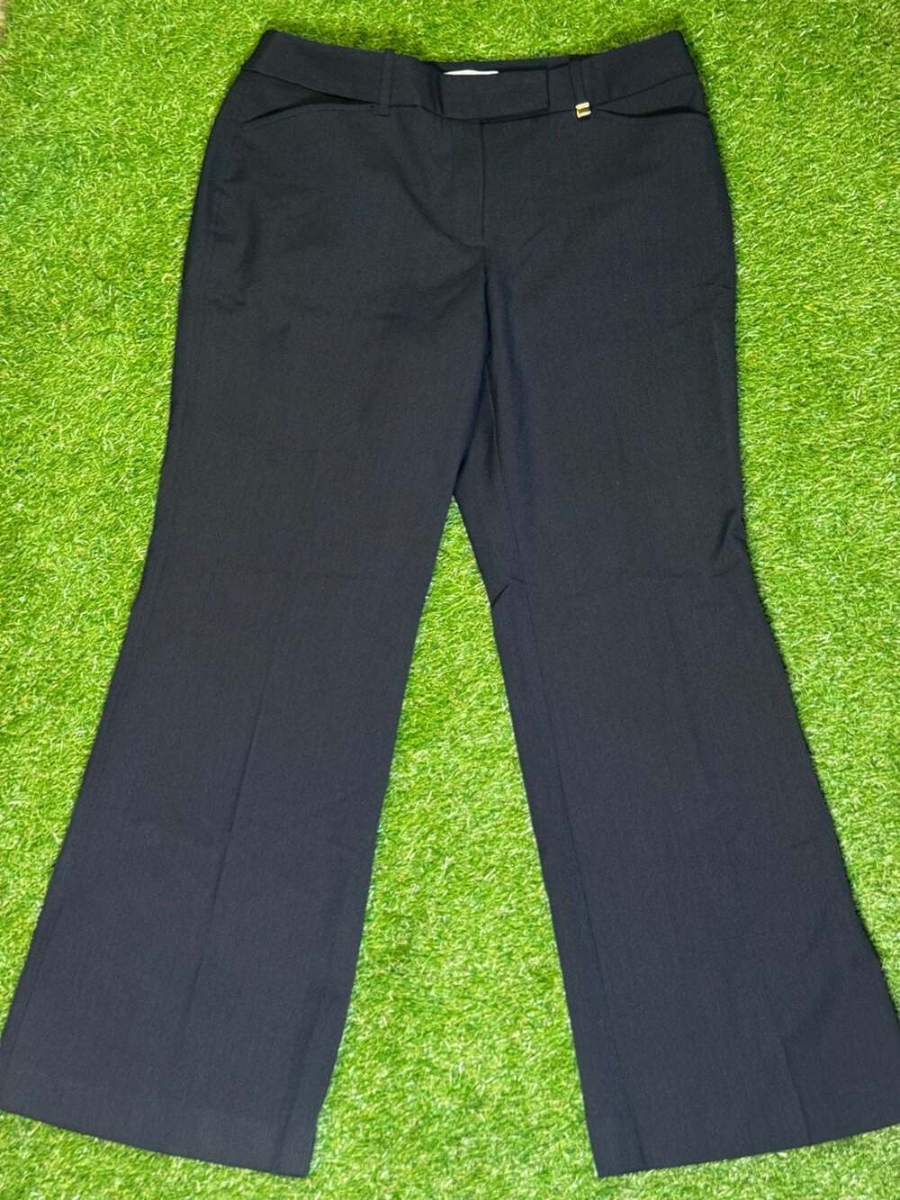 Calvin Klein Black Wide Leg Dress Pants with Gold Hardware Size 8